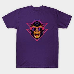 Retro Gorilla Head with Sunglasses T-Shirt